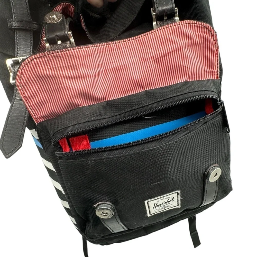 Hershel Supply Co Little America Backpack Laptop Sleeve Black White Blue Stripe